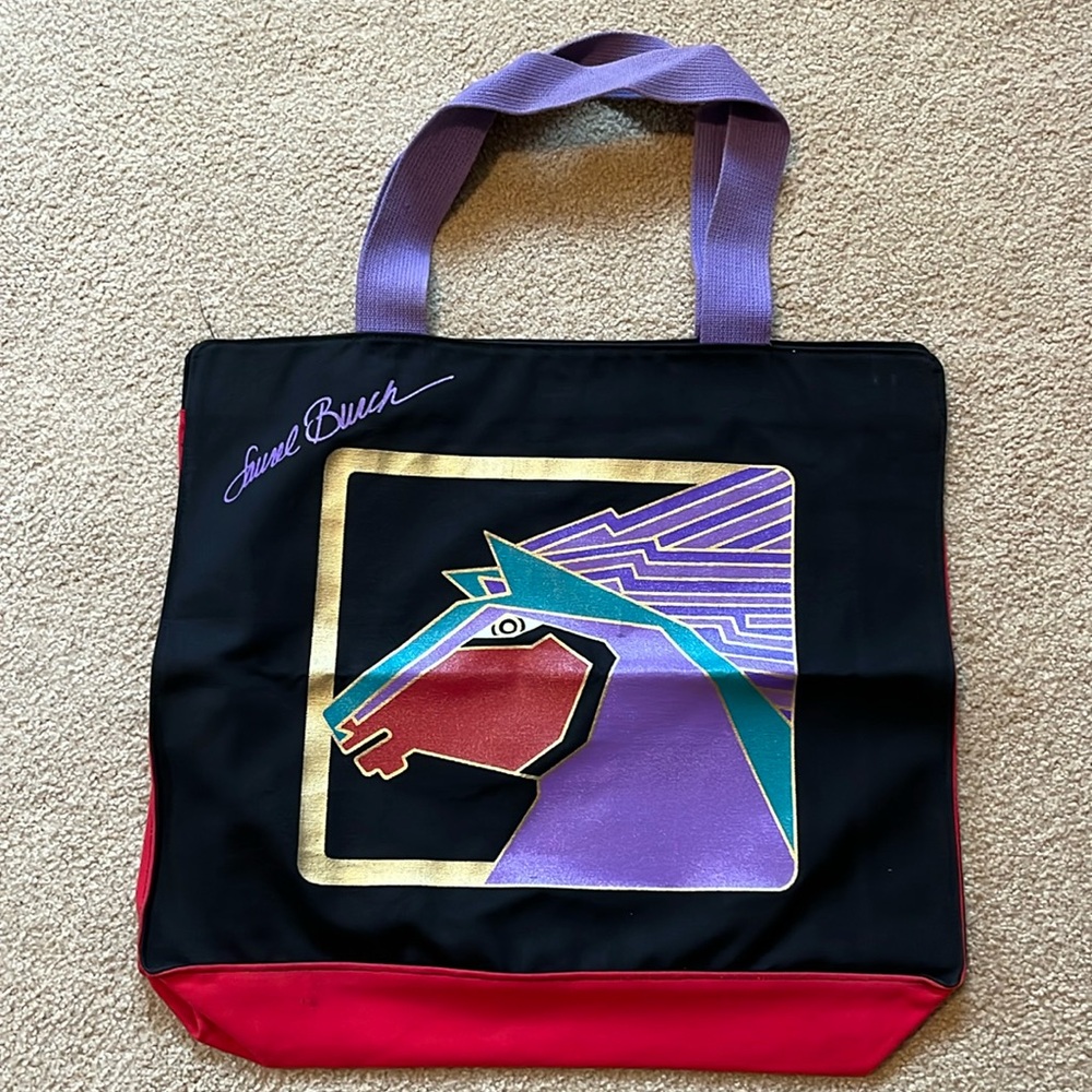 Vintage Laurel Burch tote bag with horse head in mint condition
